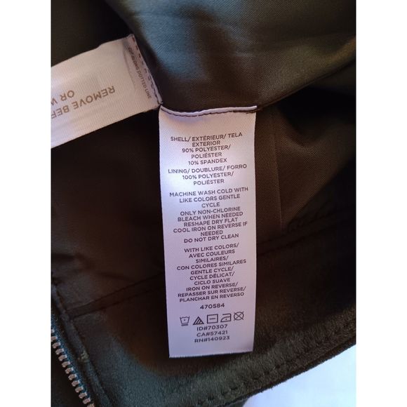 NWT LOFT Faux Suede Suedette Olive Green Mod Silver Mini Skirt 0 xs s 2 - Picture 8 of 9